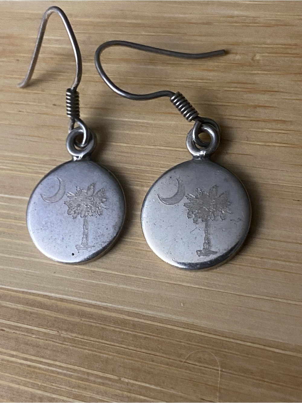 Silver marked 925 -Palmetto Moon Disc Dangle Earrings
